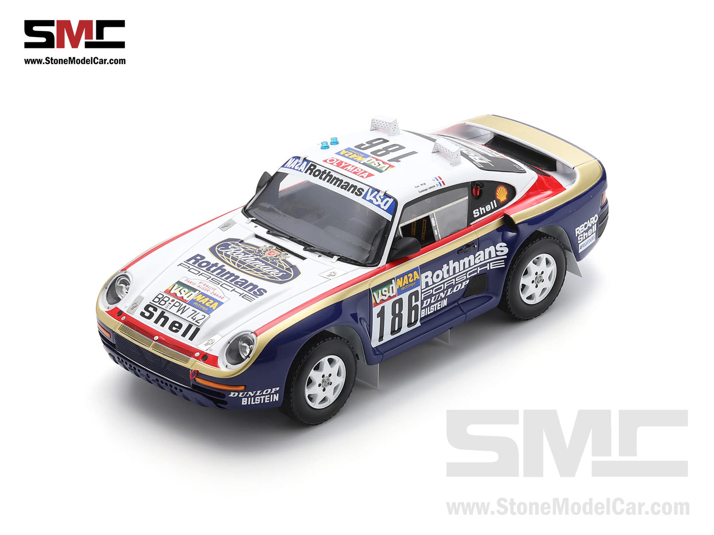 Porsche 959 No.186 Winner Paris Dakar Rally 1986 - R. Metge - D. Lemoine 1:18 Spark 18S789