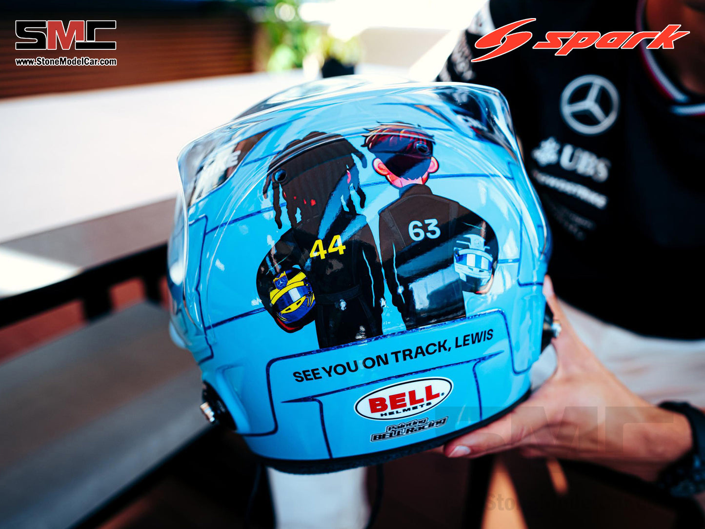 Mercedes F1 W15 #63 George Russell Abu Dhabi GP 2024 Special Livery Spark 1:5 Helmet