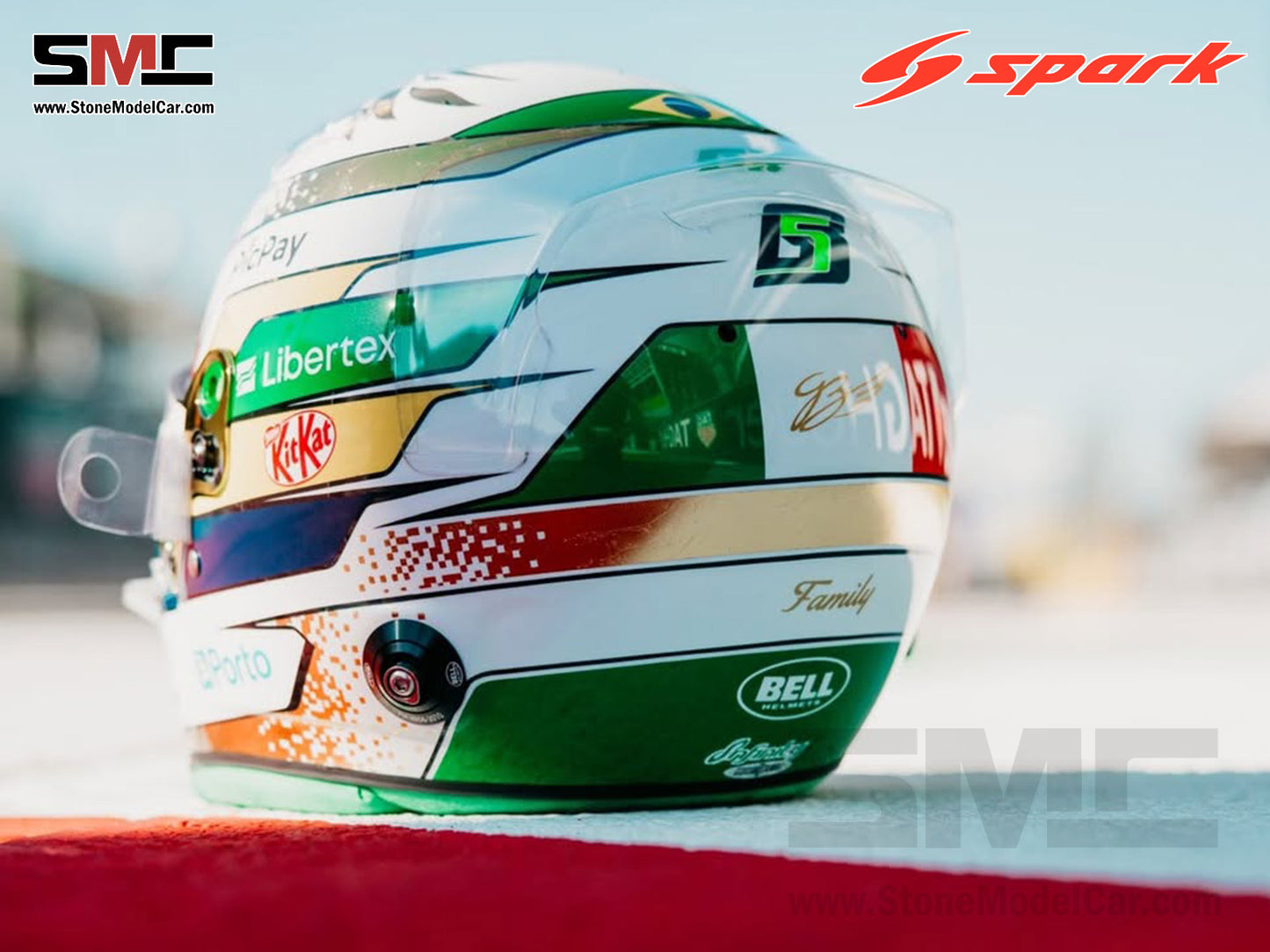 Stake F1 KICK Sauber C45 #5 Gabriel Bortoleto Italy GP 2025 Spark 1:5 Miniature Helmet