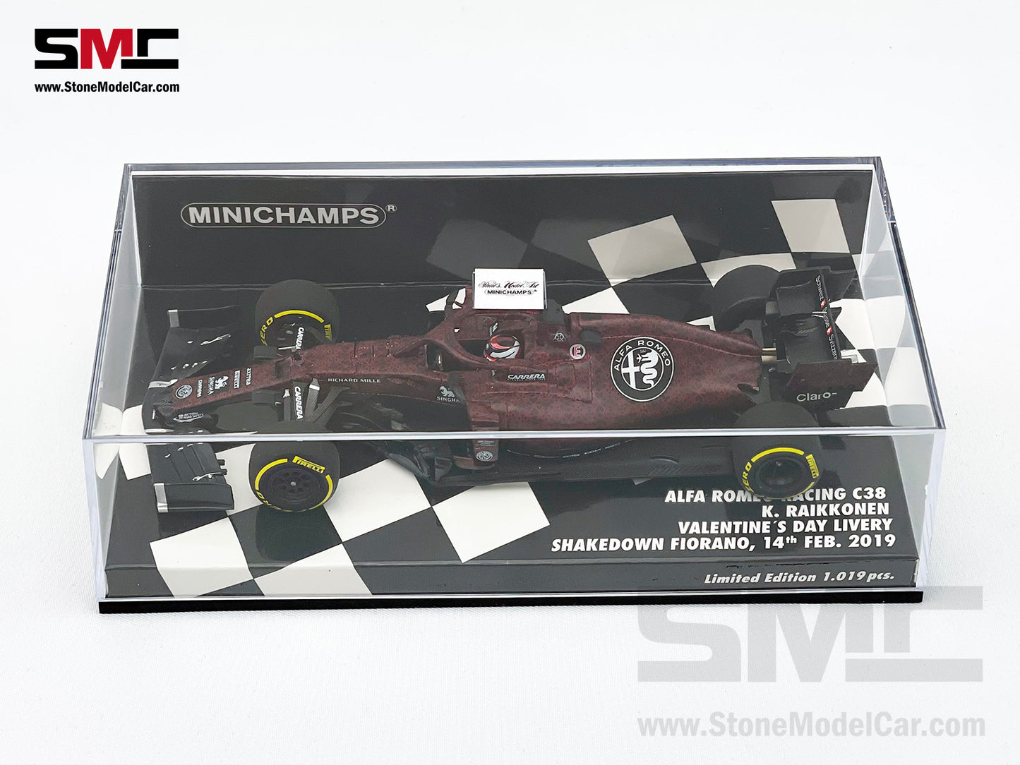 Alfa Romeo F1 C38 #7 Kimi Raikkonen Fiorano Shakedown Valentine's Test Livery 2019 1:43 MINICHAMPS
