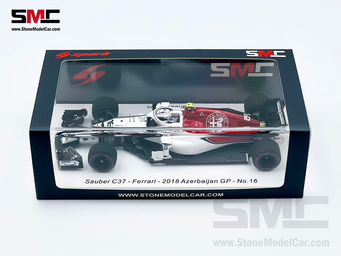 1:43 Spark Alfa Romeo C37 #16 Charles Leclerc Azerbaijan 6th 2018 1st F1 Point