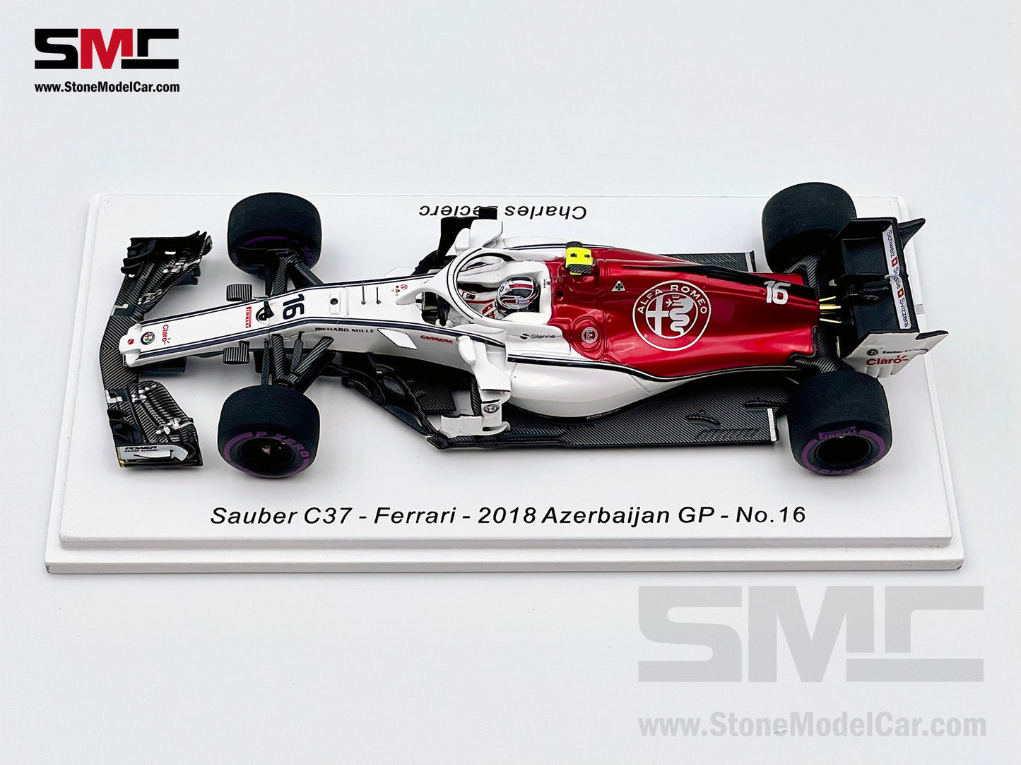 1:43 Spark Alfa Romeo C37 #16 Charles Leclerc Azerbaijan 6th 2018 1st F1 Point