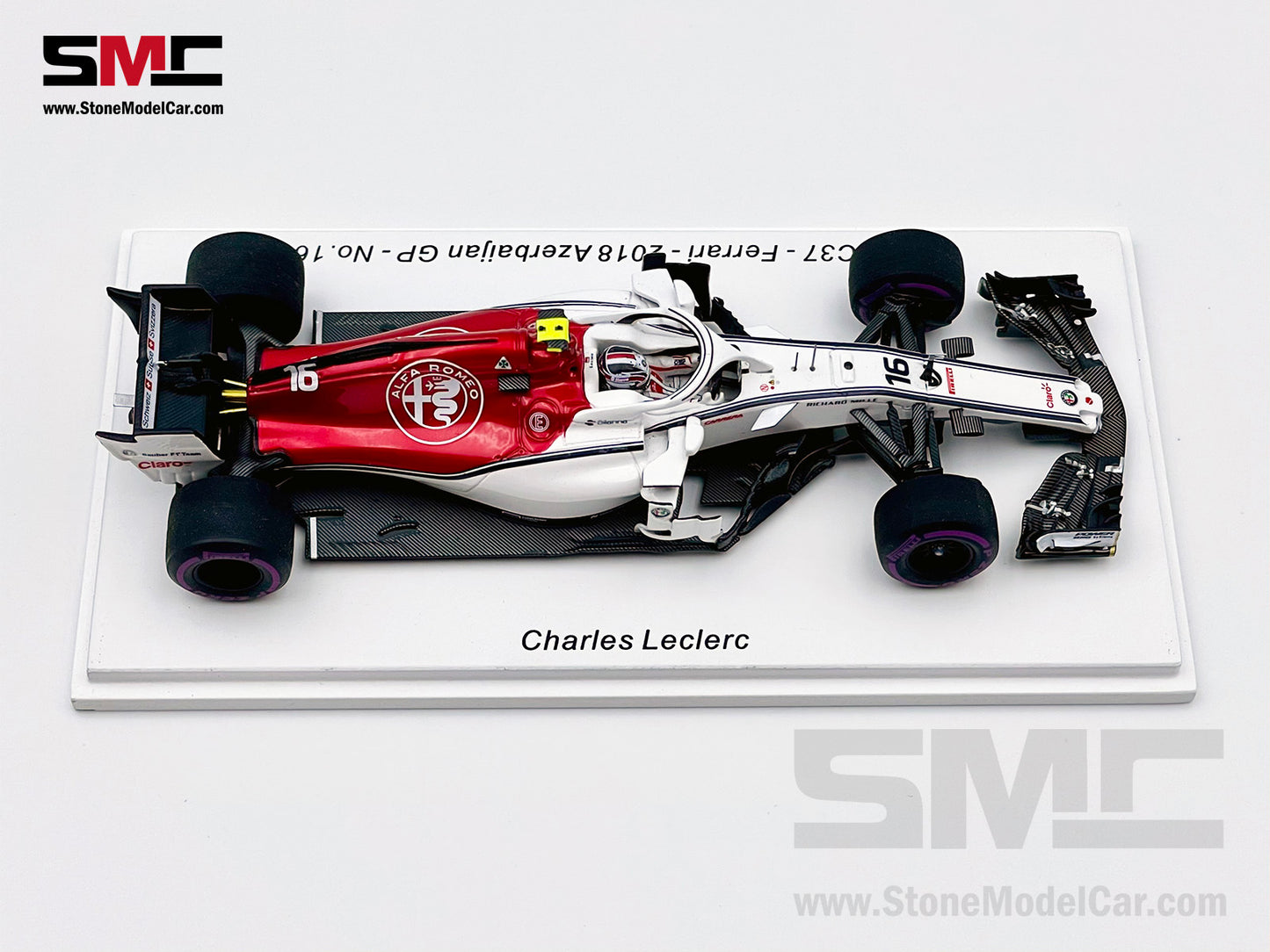 1:43 Spark Alfa Romeo C37 #16 Charles Leclerc Azerbaijan 6th 2018 1st F1 Point