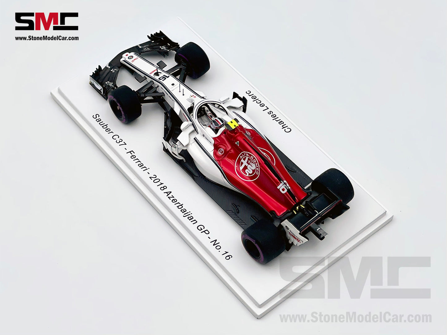 1:43 Spark Alfa Romeo C37 #16 Charles Leclerc Azerbaijan 6th 2018 1st F1 Point
