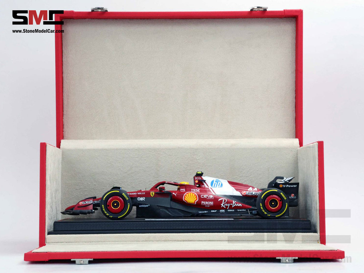 Ferrari F1 SF-25 #44 Lewis Hamilton Chinese GP Sprint Winner 2025 BBR 1:18 Red Leather Gift Box