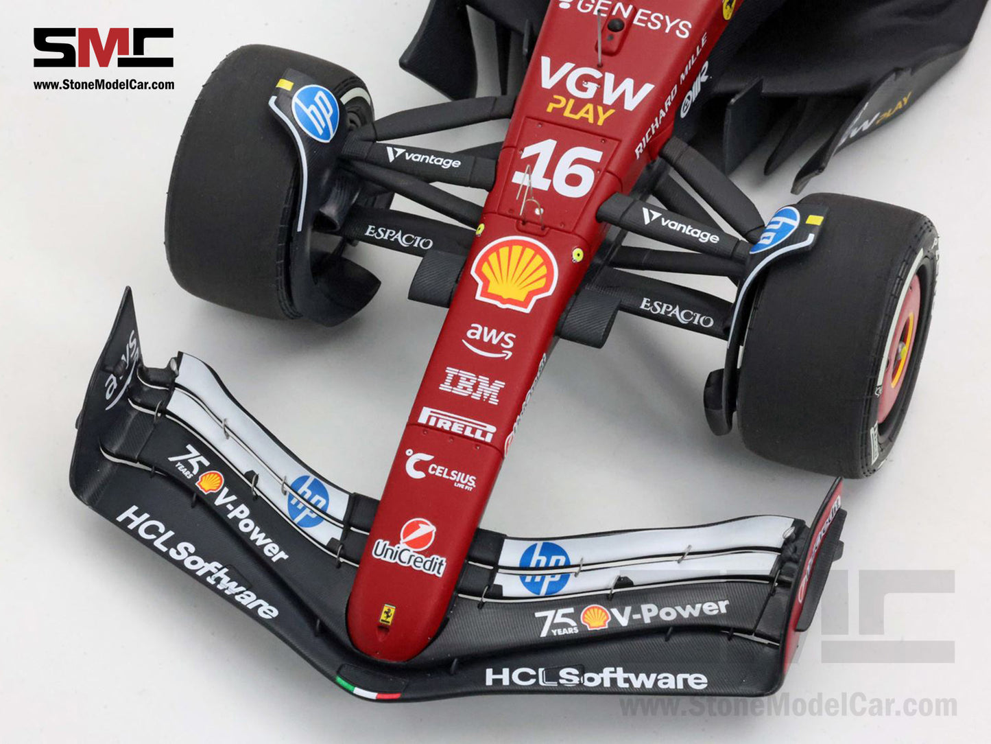 Ferrari F1 SF-25 #16 Charles Leclerc Monaco GP 2025 Shell Special Livery BBR 1:18 with Leather Base