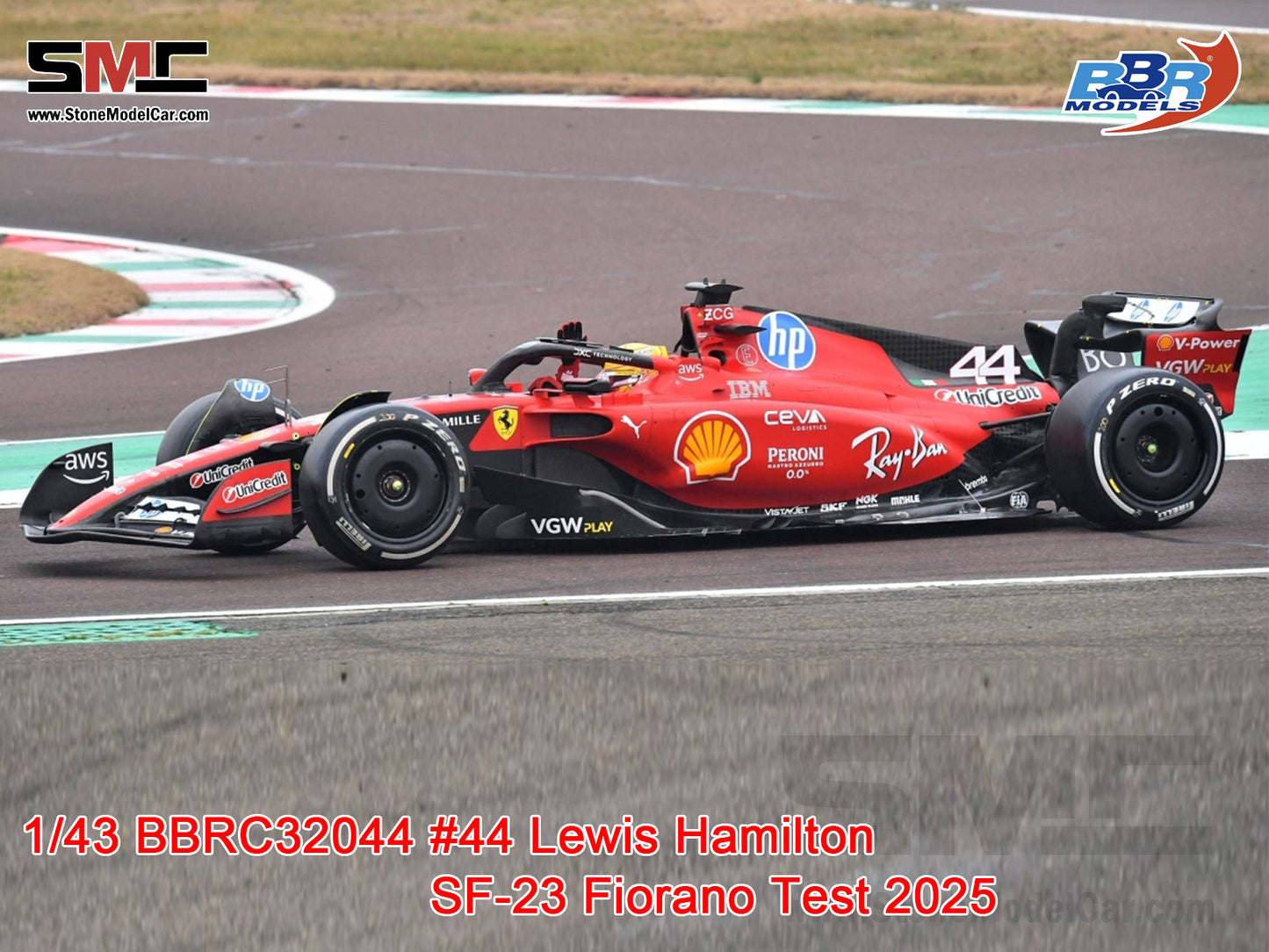 Ferrari F1 SF-23 #44 Lewis Hamilton Fiorano Test 2025 BBR 1:43 BBRC32044