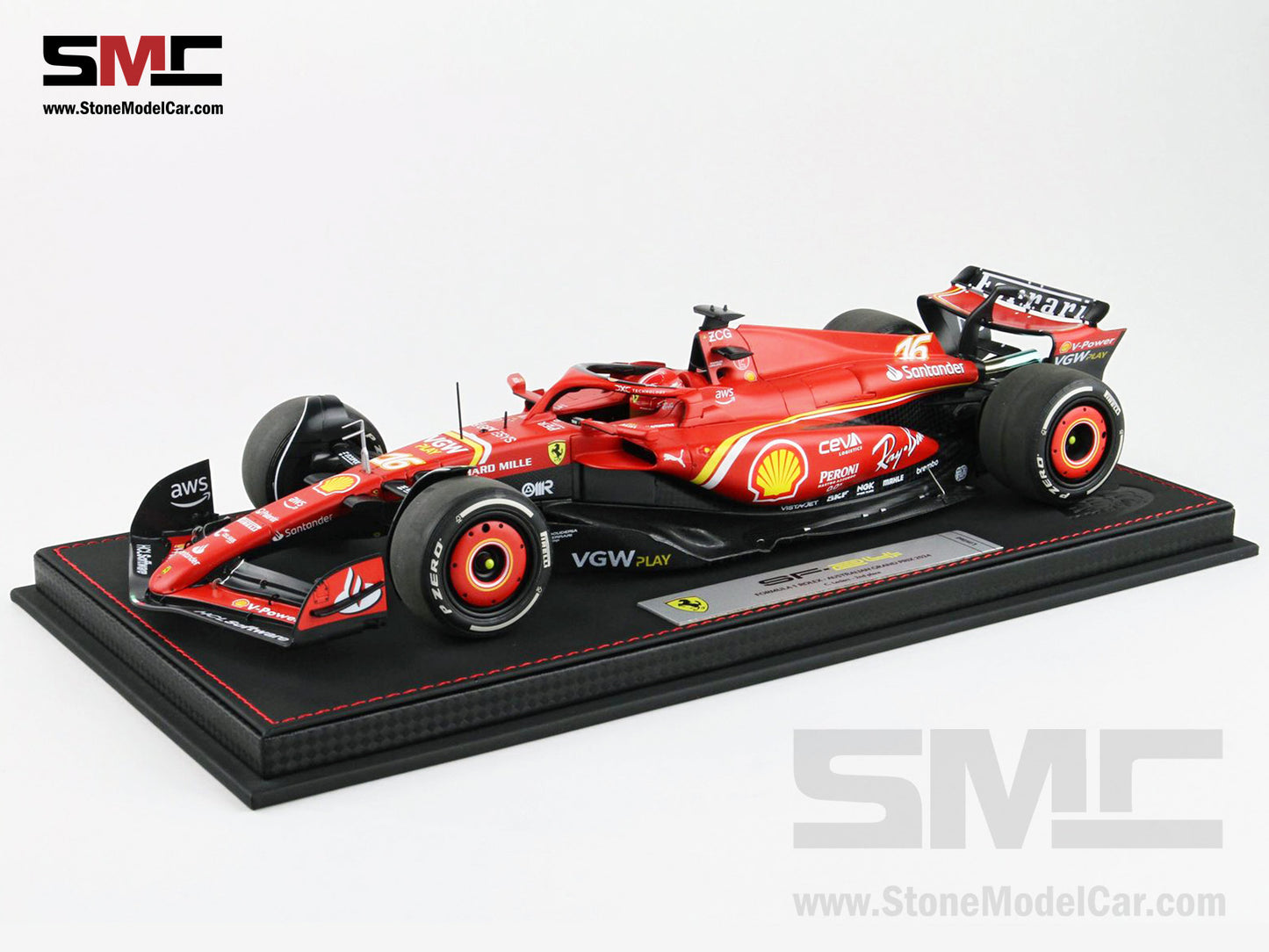 Ferrari F1 SF-24 #16 Charles Leclerc Australia GP 2024 BBR 1:18 with Leather Base