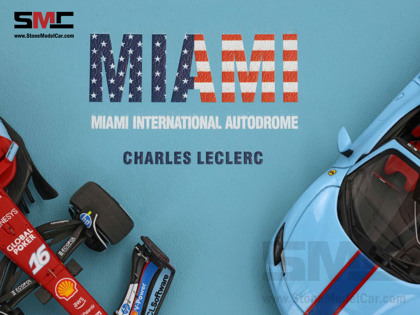 Ferrari F1 SF-24 & 296 GTS #16 Charles Leclerc USA Miami GP 2024 2x Car Set BBR 1:43 BBRC268ASET