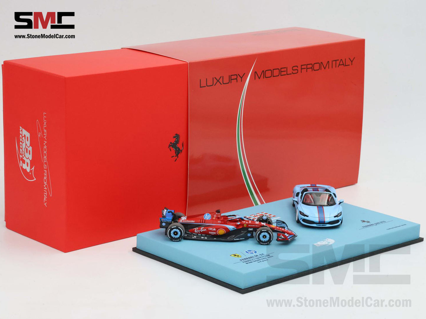 Ferrari F1 SF-24 & 296 GTS #16 Charles Leclerc USA Miami GP 2024 2x Car Set BBR 1:43 BBRC268ASET