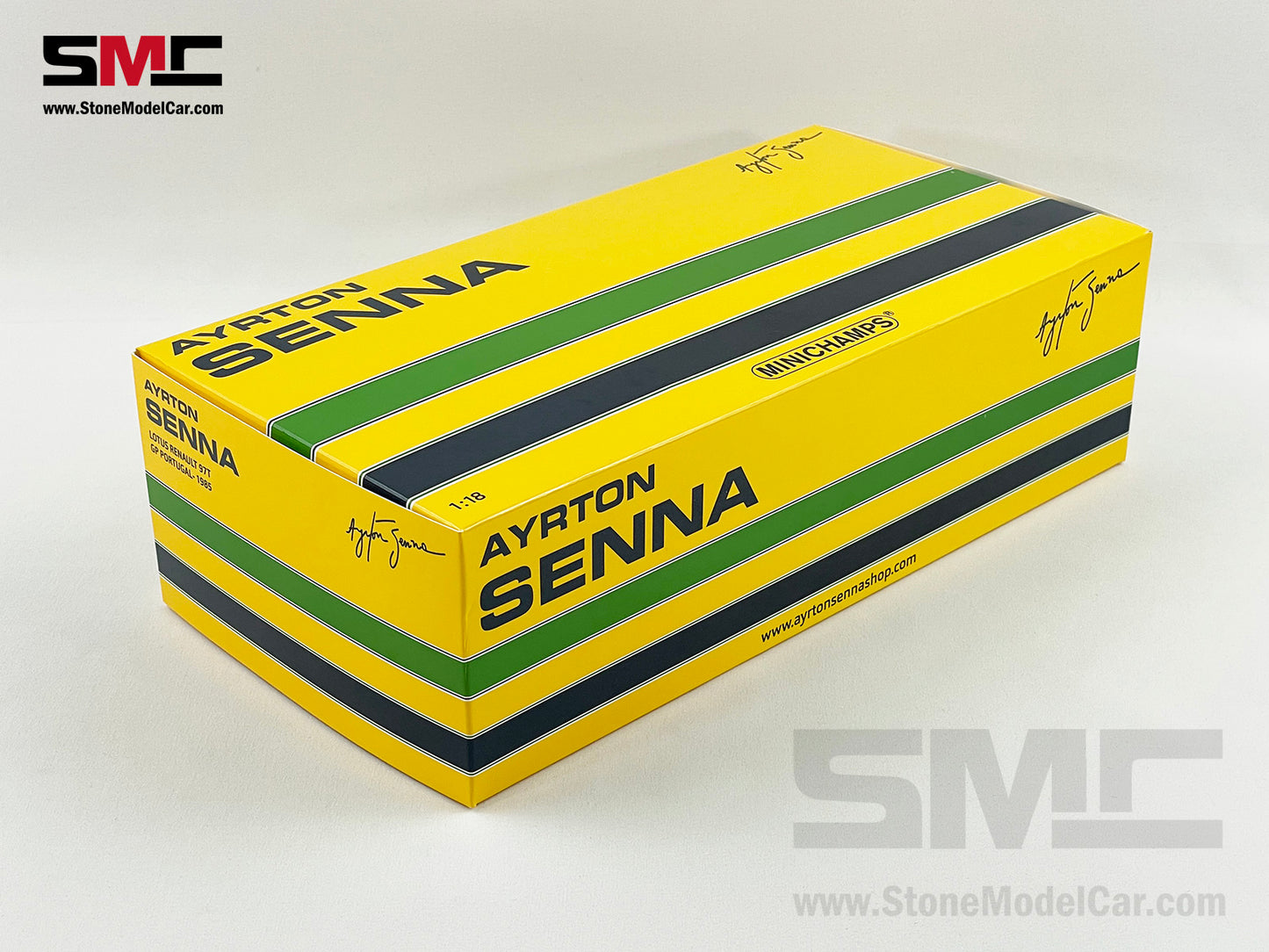 Lotus F1 97T #12 Ayrton Senna Portugal GP 1985 1st Career Win 1:18 MINICHAMPS with Decal