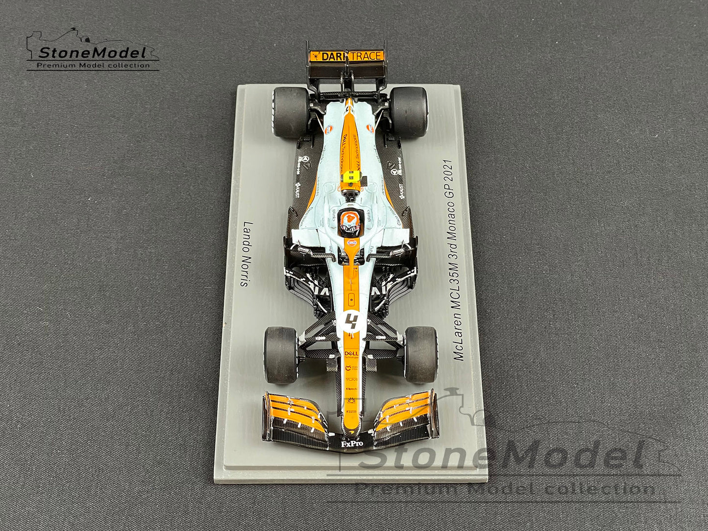 Mclaren F1 MCL35M 4 Lando Norris Monaco 2021 Spark 1:43 + Decal & Background Card