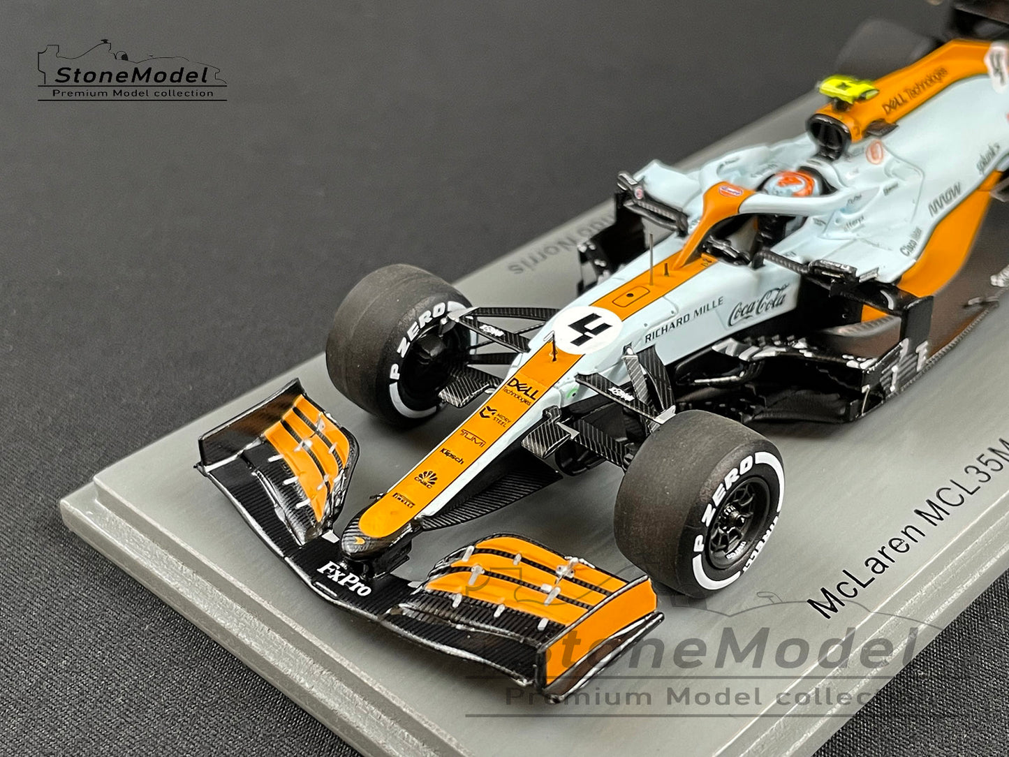 Mclaren F1 MCL35M 4 Lando Norris Monaco 2021 Spark 1:43 + Decal & Background Card