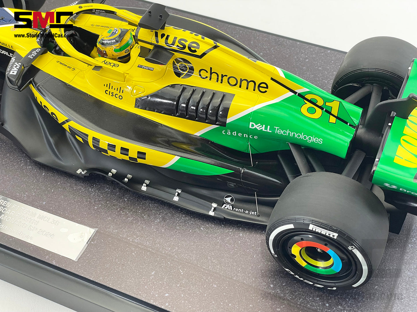 McLaren F1 MCL38 #81 Oscar Piastri 2nd Monaco GP 2024 Special Livery 1:12 MINICHAMPS