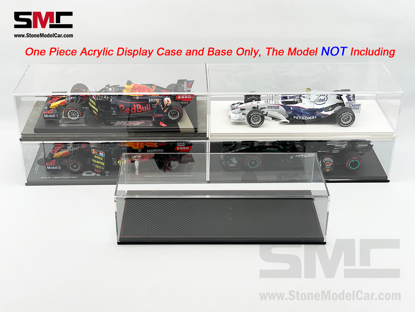 Premium Acrylic Display Cover & Show Case with Carbon Fiber Style Base for 1:18 Car Models