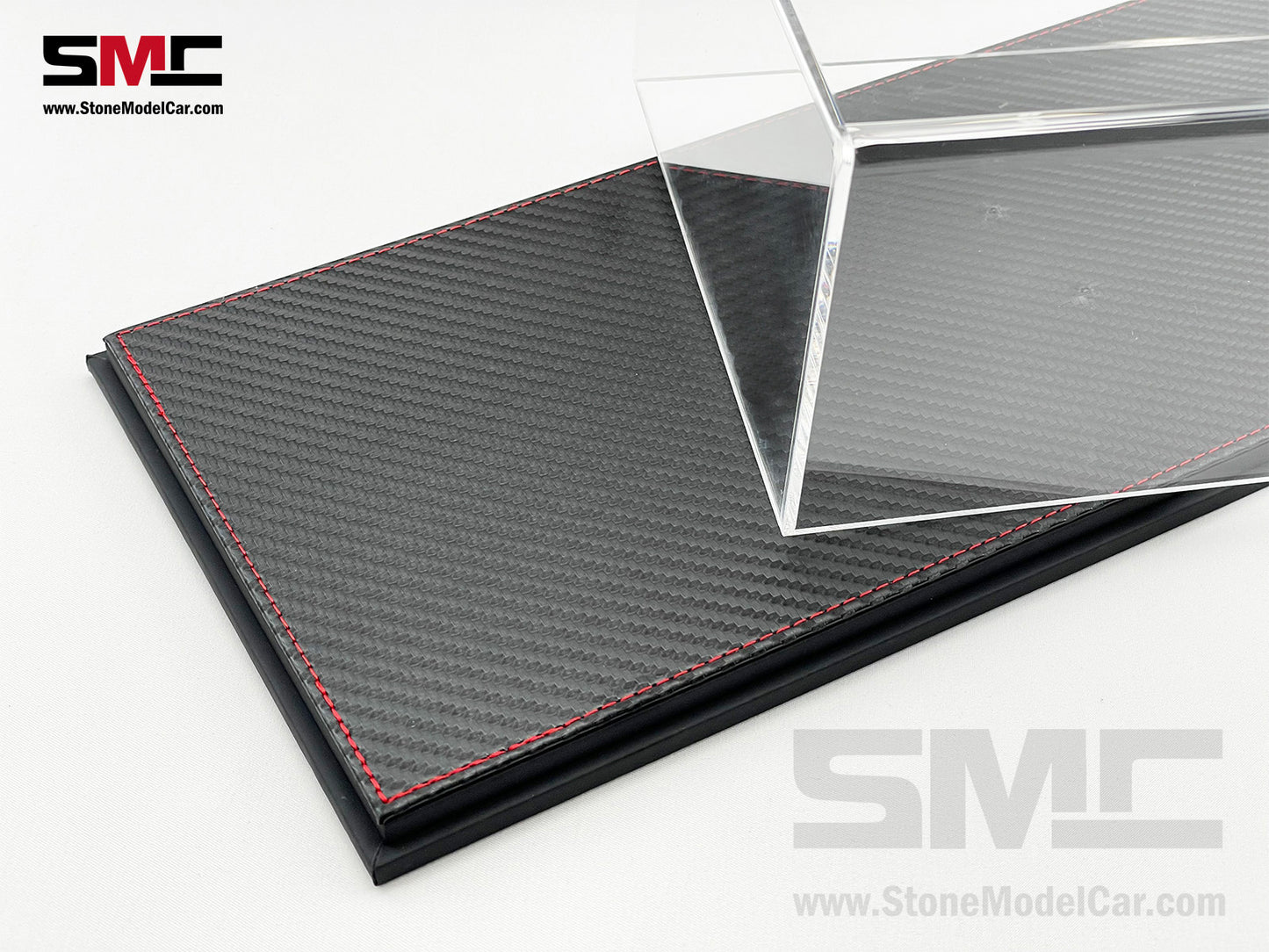 Premium Acrylic Display Cover & Show Case with Carbon Fiber Style Base for 1:18 Car Models