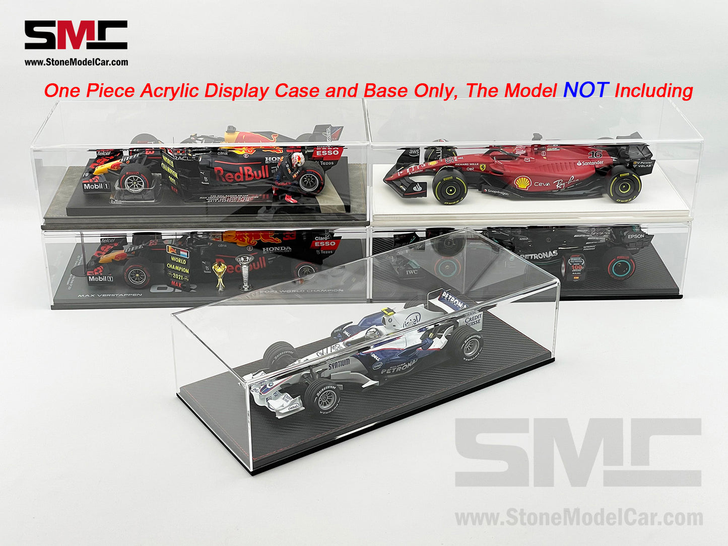 Premium Acrylic Display Cover & Show Case with Carbon Fiber Style Base for 1:18 Car Models