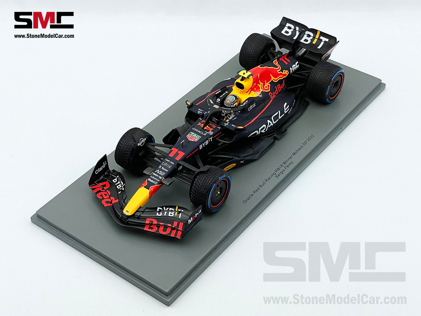 1:18 Spark Red Bull F1 RB18 #11 Sergio Perez Monaco GP Winner 2022 with Rain Tires