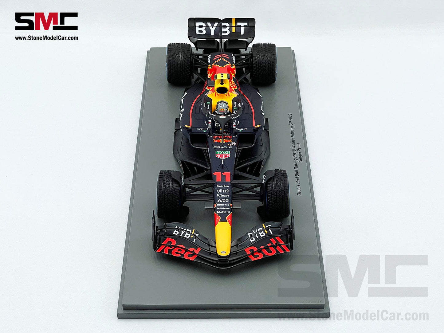 1:18 Spark Red Bull F1 RB18 #11 Sergio Perez Monaco GP Winner 2022 with Rain Tires