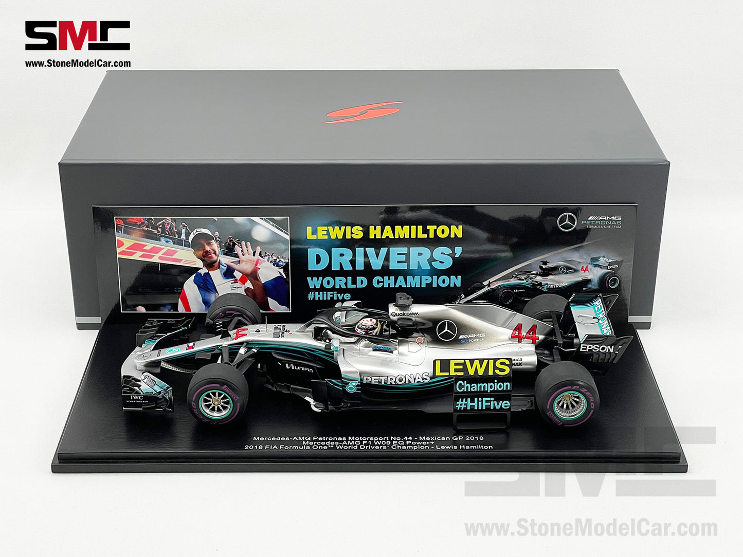 2018 5x World Champion Mercedes F1 W09 #44 Lewis Hamilton Mexico GP 1:18 Spark
