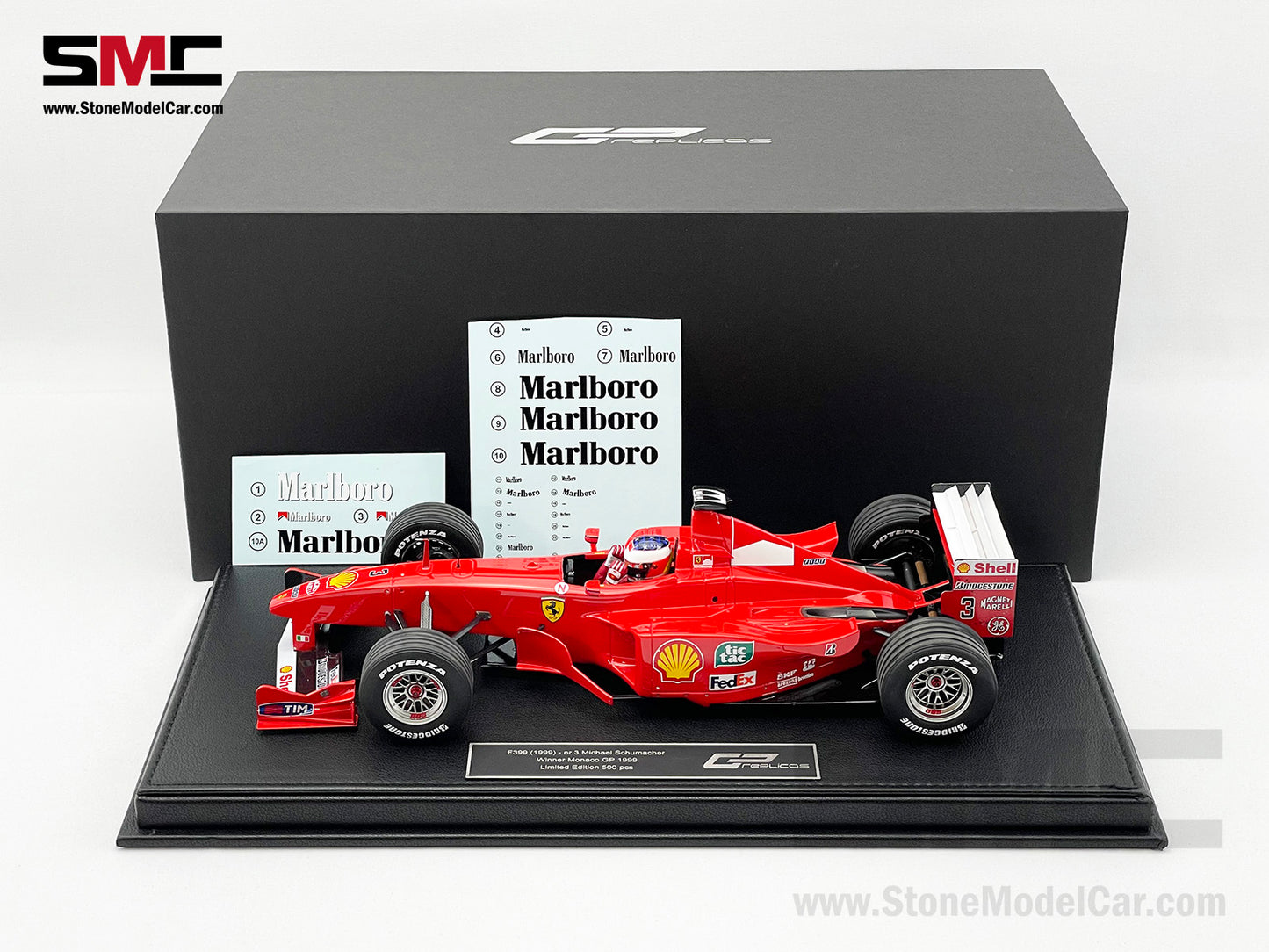 Ferrari F1 F399 #3 Michael Schumacher Monaco GP Winner 1999 1:18 GP REPLICAS with Driver + Decal