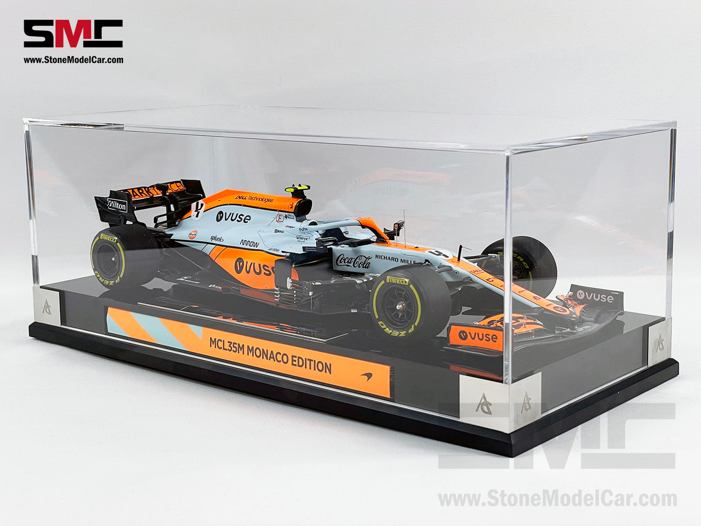 Amalgam Collection 2021 1:18 Mclaren F1 MCL35M #4 Lando Norris Monaco GP Podium Gulf Livery with Decal