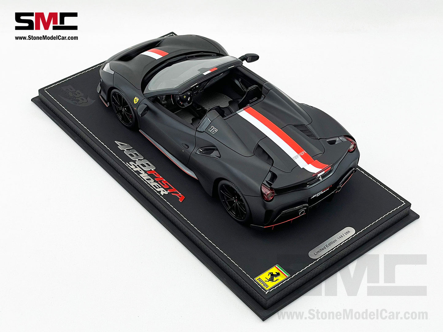 BBR Ferrari 488 Pista Spider 2018 Matt Black F1 #16 Charles Leclerc 1:18 Limited 266 pcs