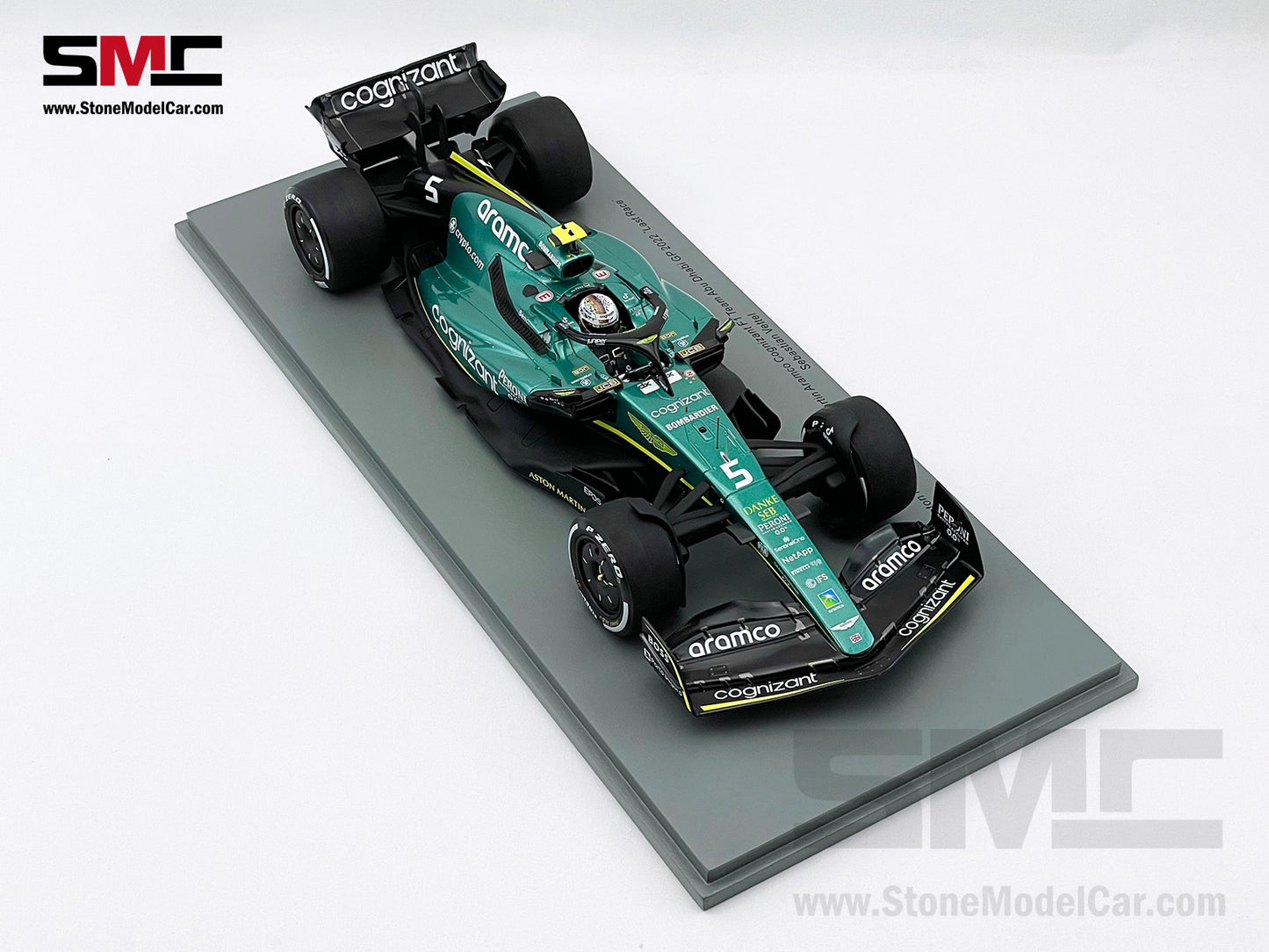 1:18 Spark Aston Martin F1 AMR22 #5 Sebastian Vettel Abu Dhabi GP 2022 Last Race