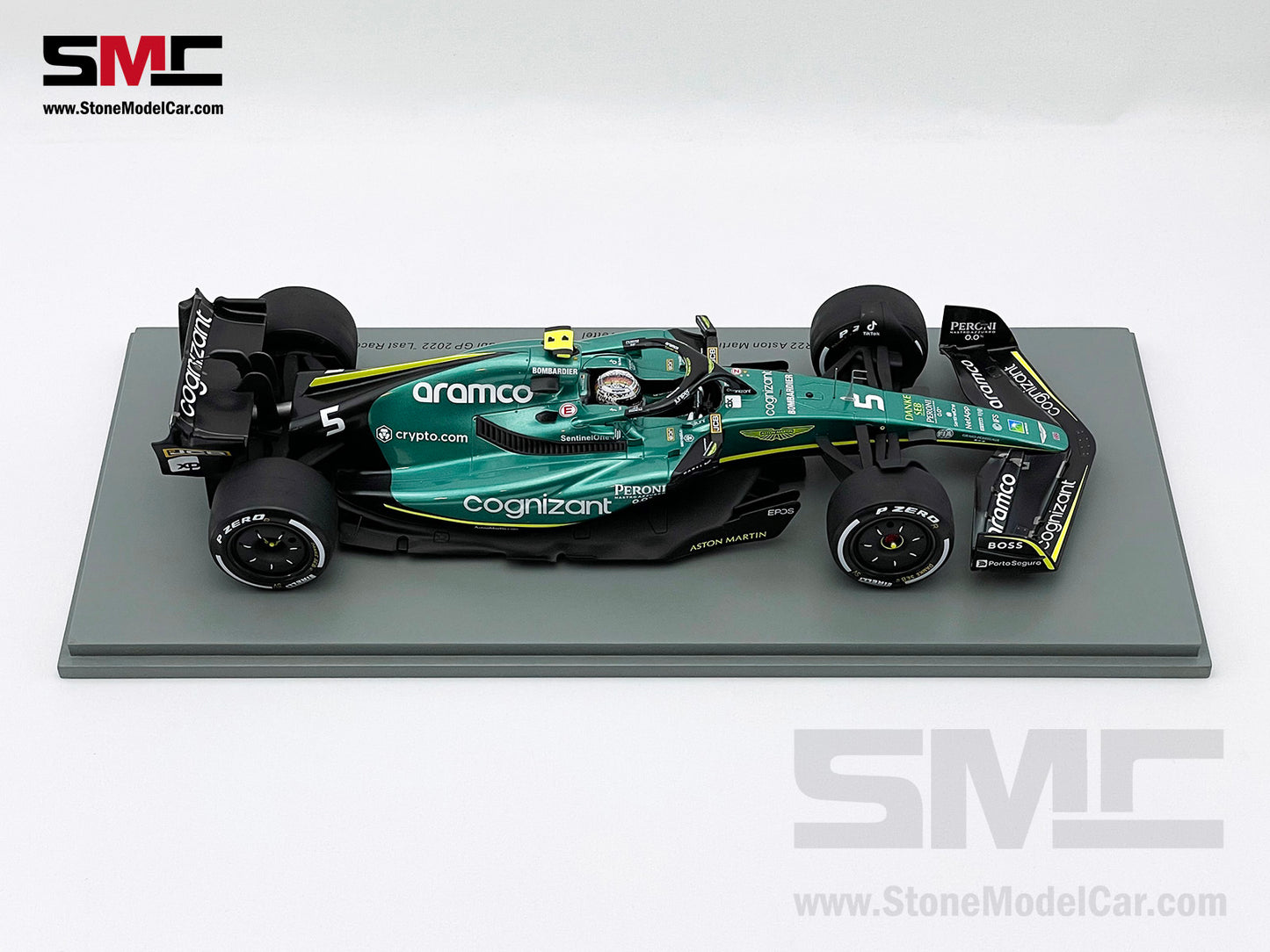1:18 Spark Aston Martin F1 AMR22 #5 Sebastian Vettel Abu Dhabi GP 2022 Last Race