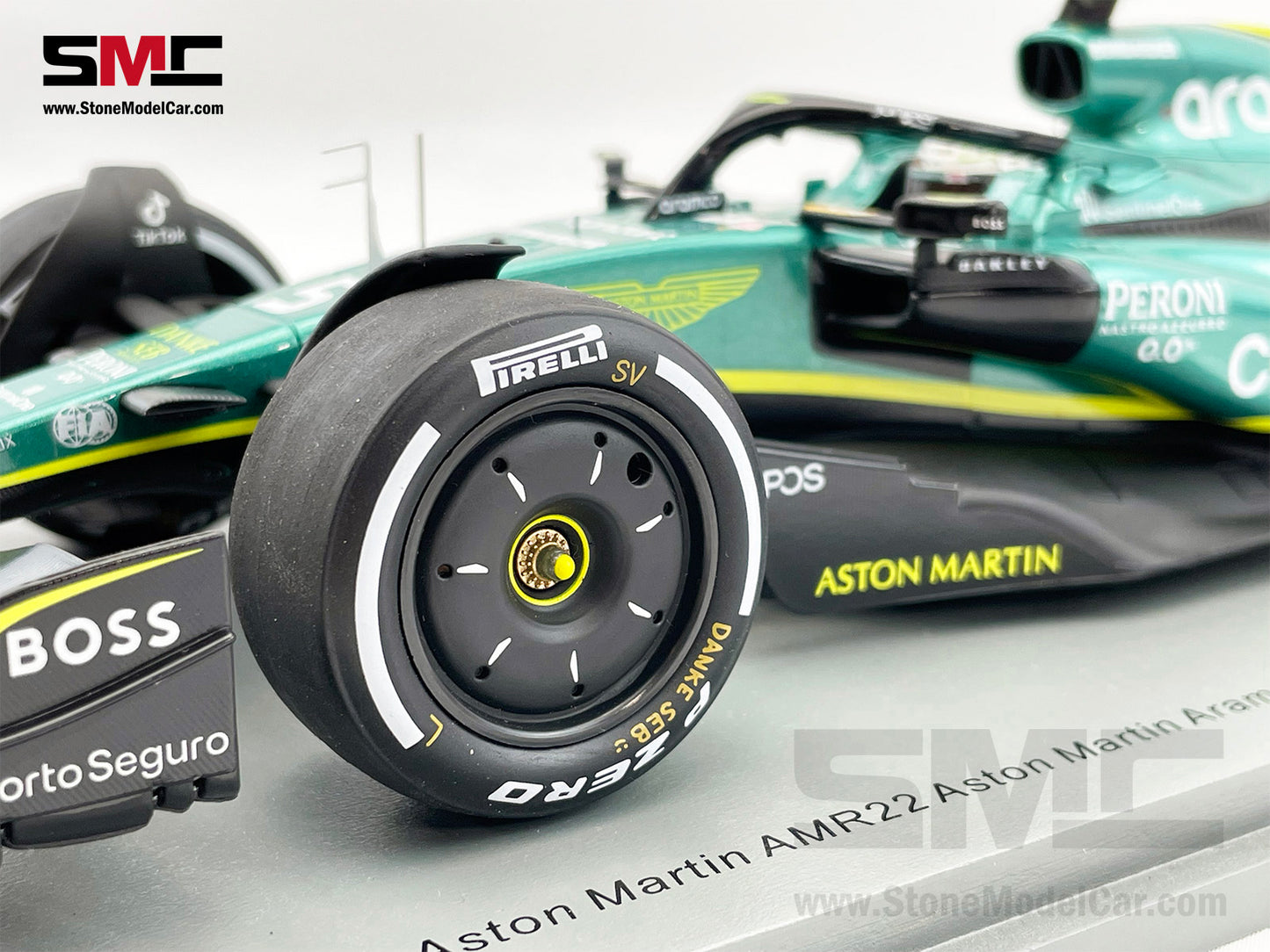 1:18 Spark Aston Martin F1 AMR22 #5 Sebastian Vettel Abu Dhabi GP 2022 Last Race