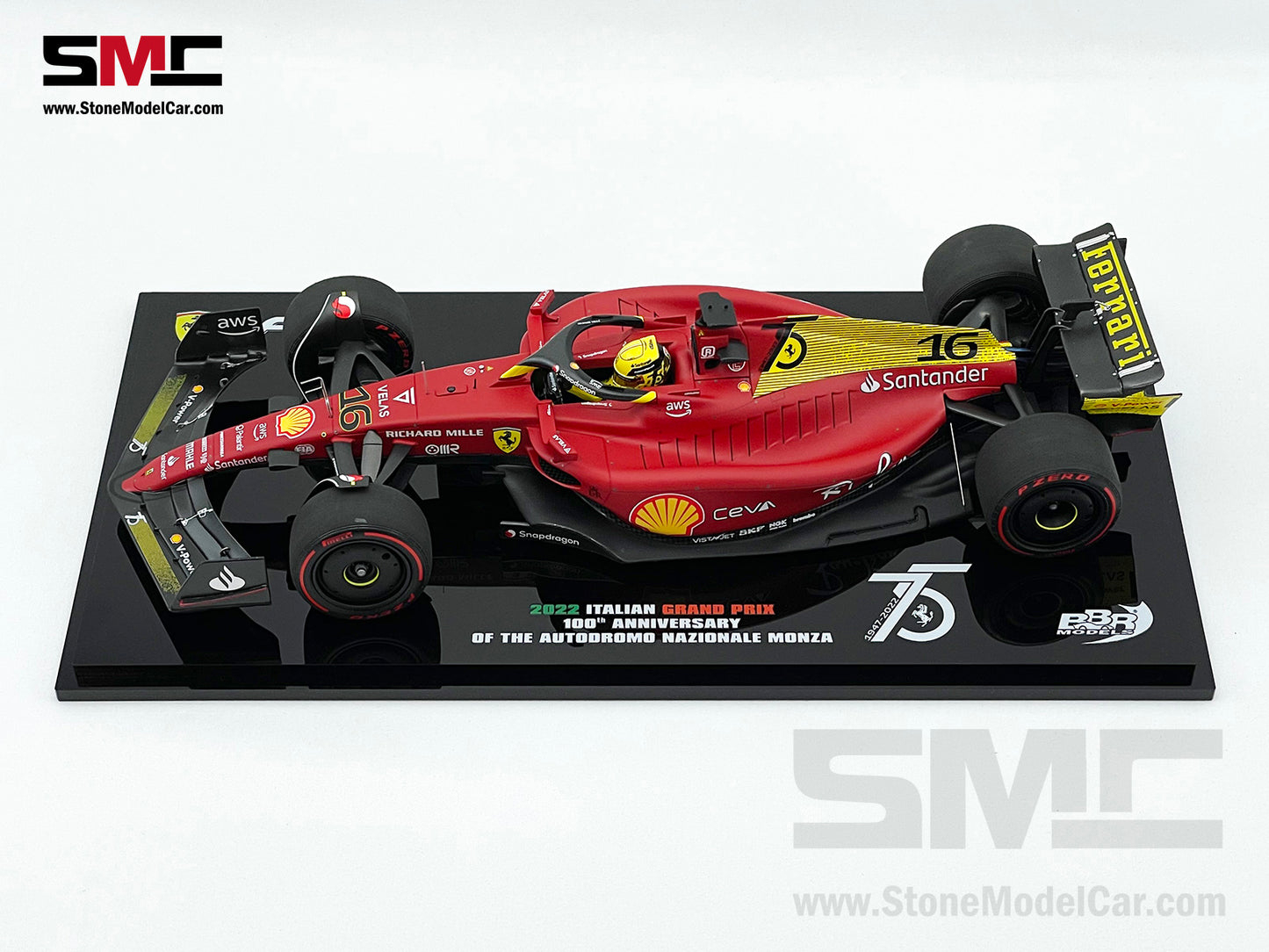 2022 F1 Ferrari F1-75 #16 Charles Leclerc Italy Monza GP Pole Position BBR 1:18 LE 375