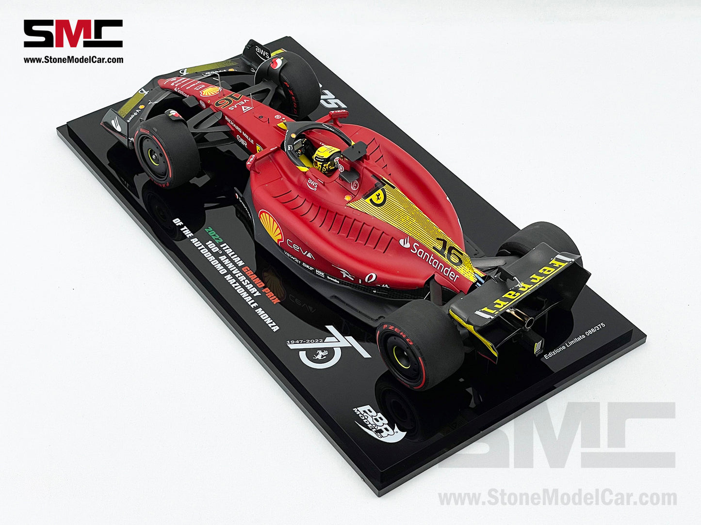 2022 F1 Ferrari F1-75 #16 Charles Leclerc Italy Monza GP Pole Position BBR 1:18 LE 375