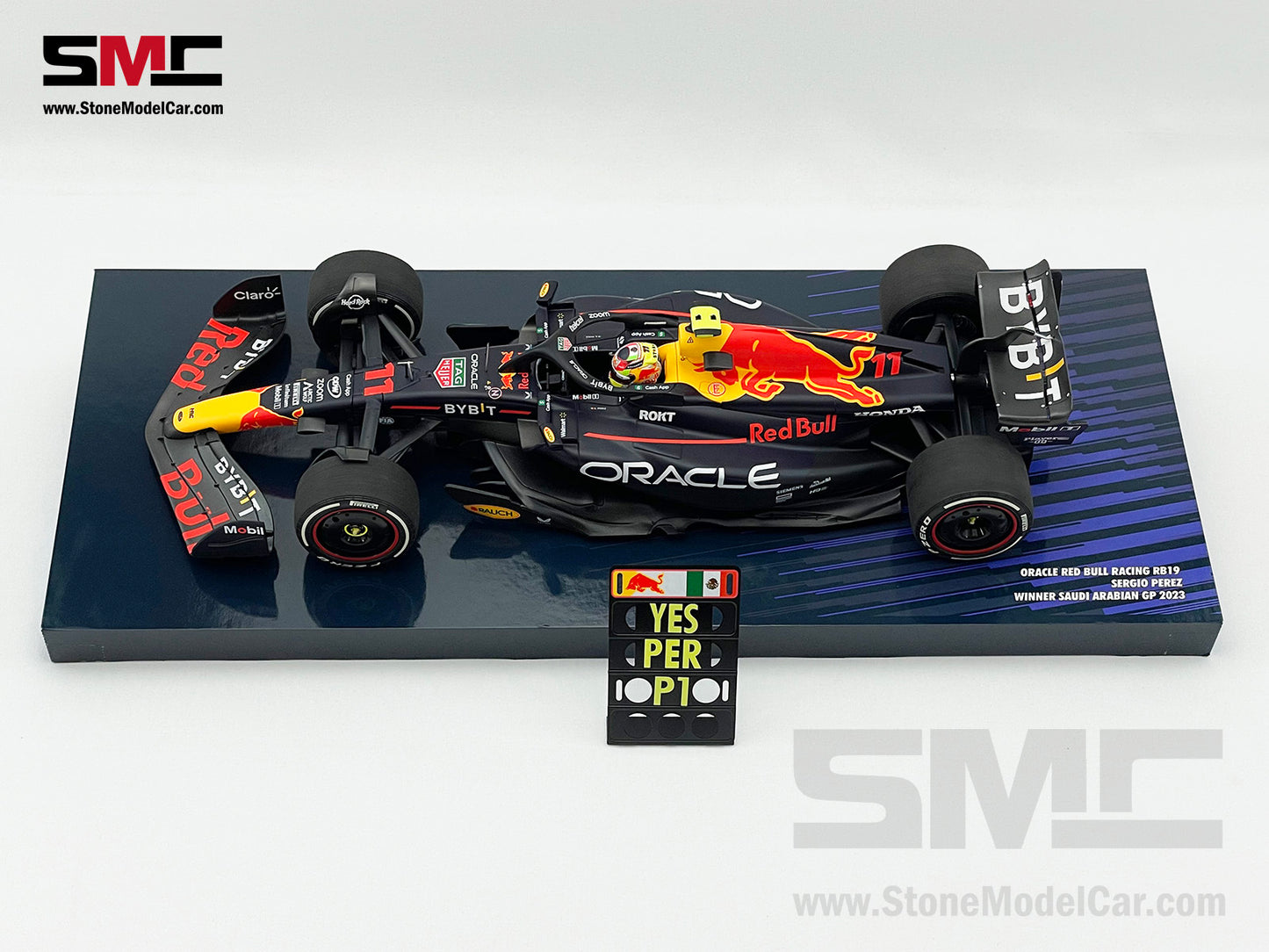 Red Bull F1 RB19 #11 Sergio Perez Saudi Arabian GP Winner 2023 1:18 MINICHAMPS Gift Box