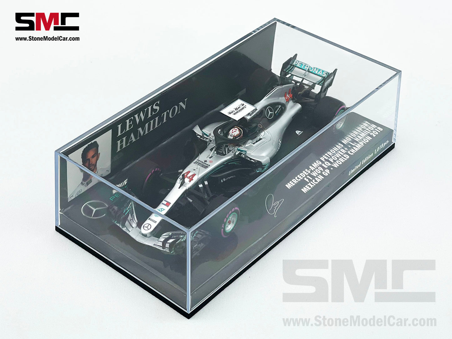 2018 5x World Champion Mercedes F1 W09 #44 Lewis Hamilton Mexico GP 1:43 MINICHAMPS
