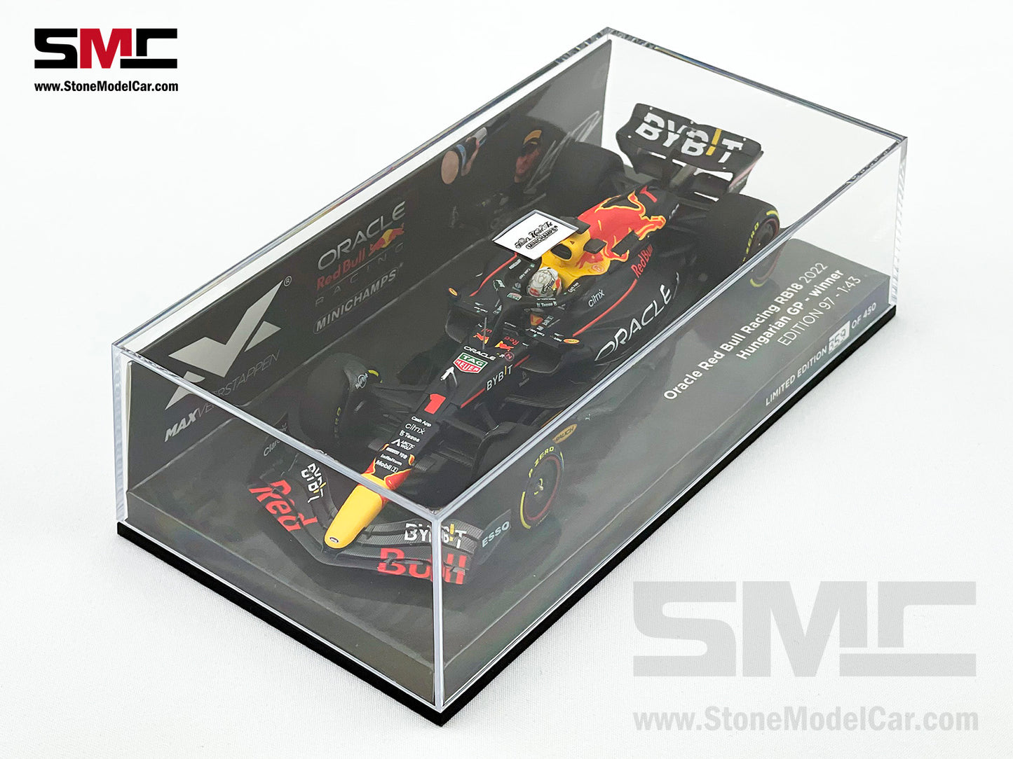 2022 F1 World Champion #1 Max Verstappen Red Bull RB18 Hungary GP 1:43 MINICHAMPS