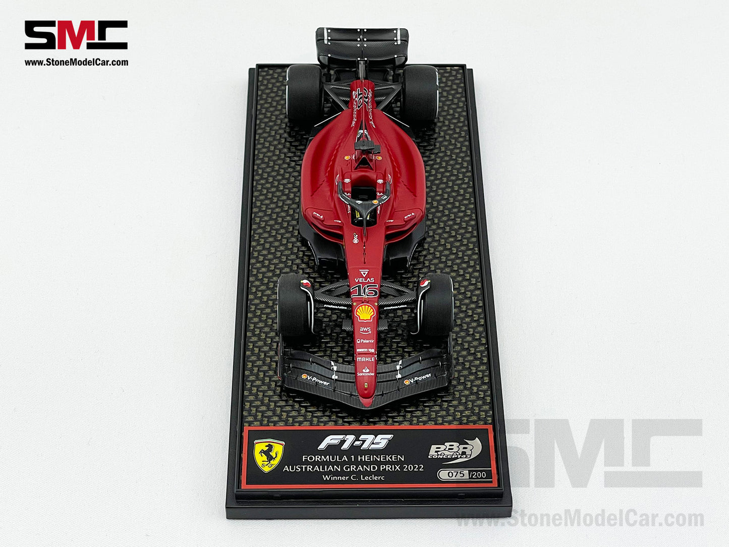 2022 F1 Ferrari F1-75 #16 Charles Leclerc Australia GP Career 1st Grand Slam BBR 1:43