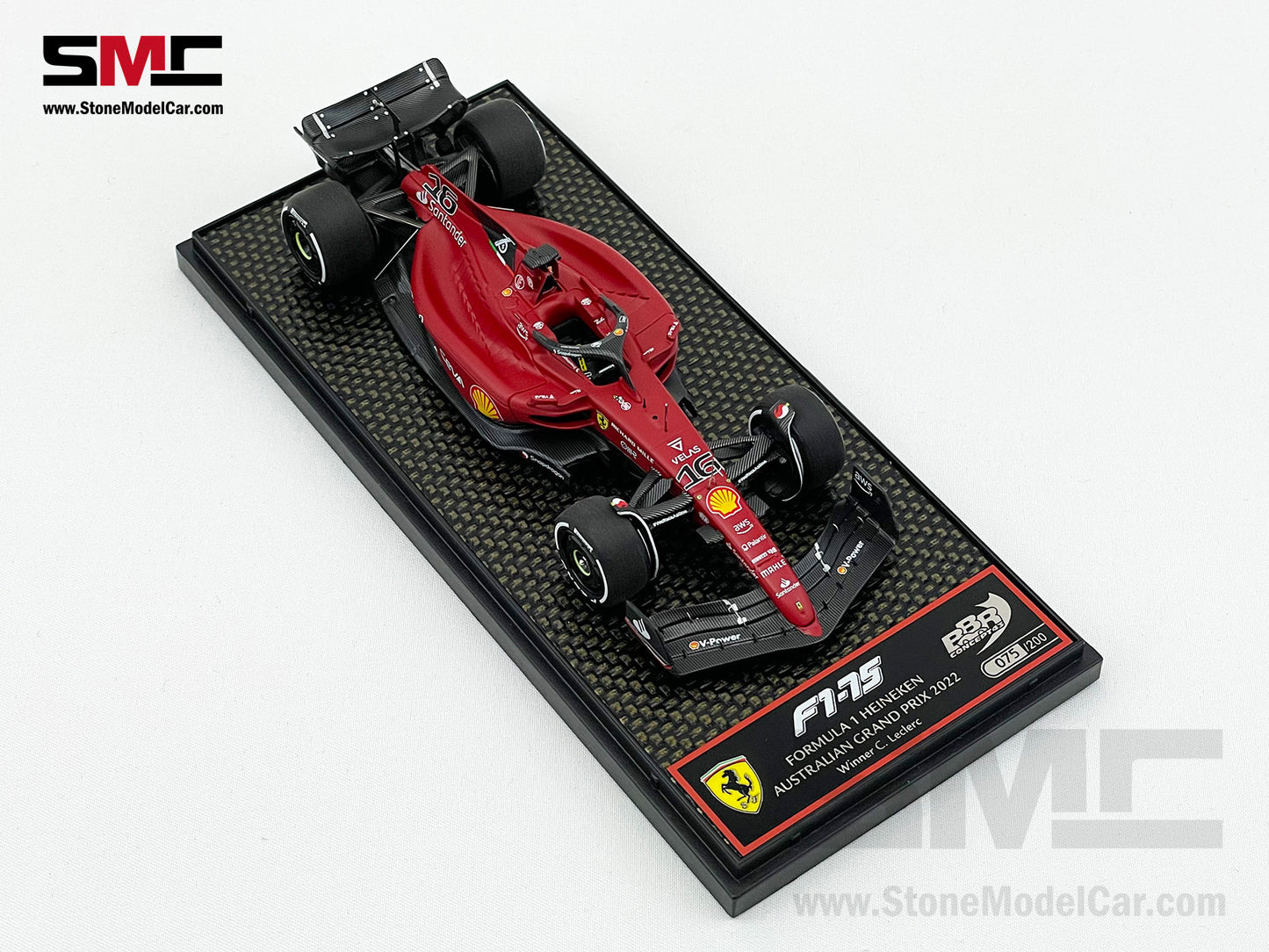 2022 F1 Ferrari F1-75 #16 Charles Leclerc Australia GP Career 1st Grand Slam BBR 1:43