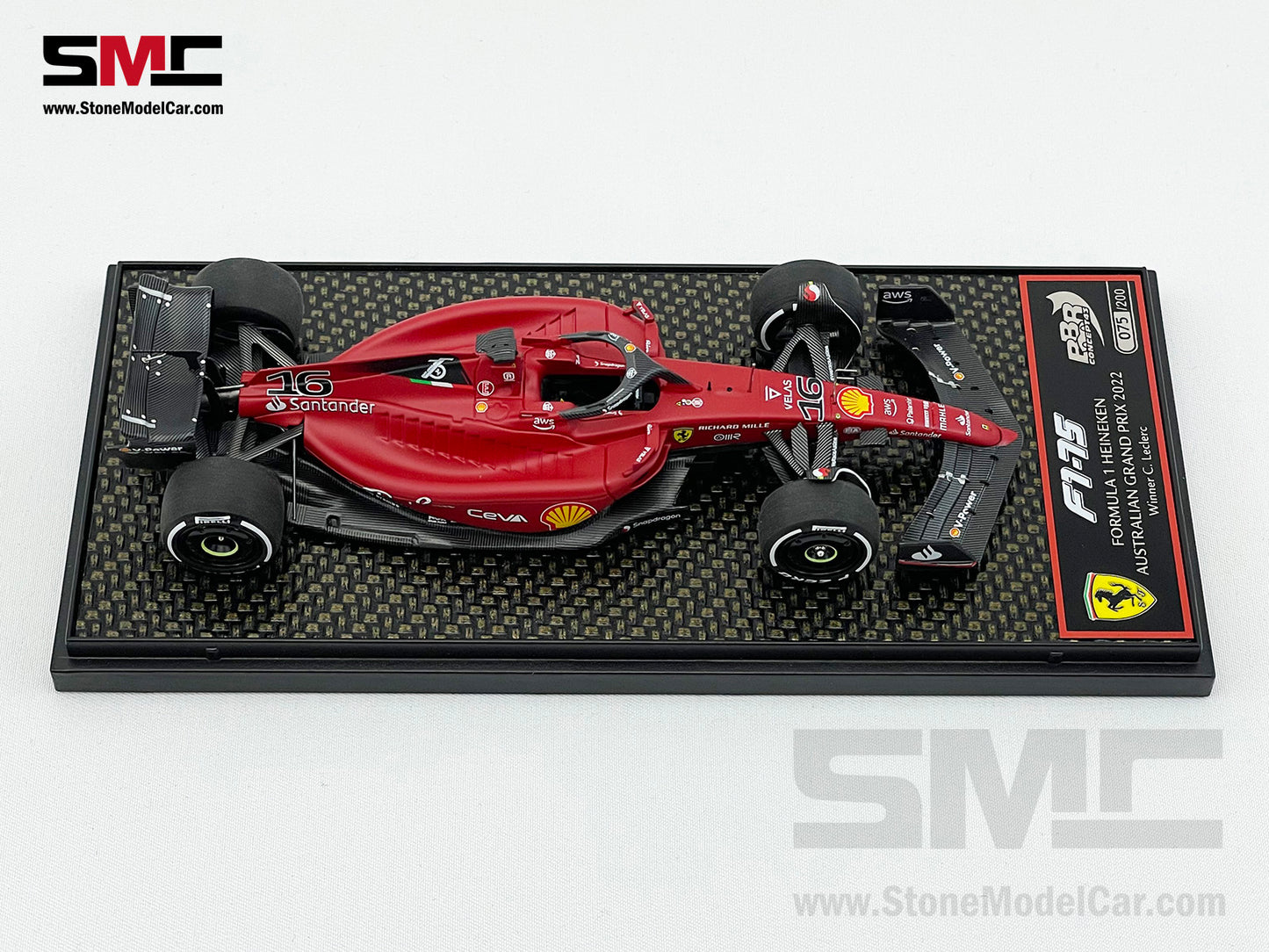 2022 F1 Ferrari F1-75 #16 Charles Leclerc Australia GP Career 1st Grand Slam BBR 1:43