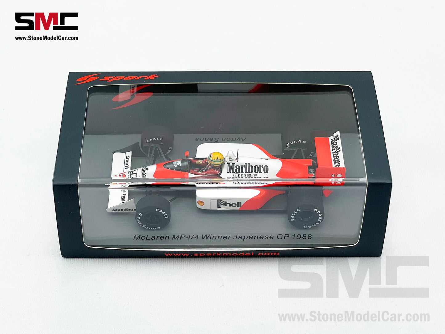 Mclaren F1 MP4/4 Ayrton Senna Japan 1988 World Champion 1:43 Spark with Marlboro Decal