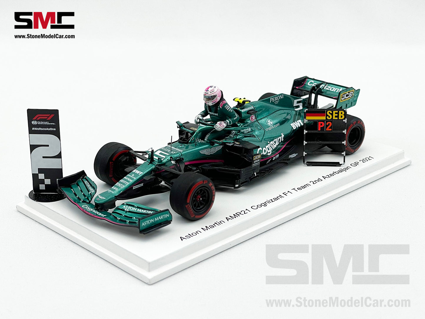 Aston Martin F1 AMR21 #5 Sebastian Vettel 2nd Azerbaijan GP 2021 1:43 Spark Figure Edition