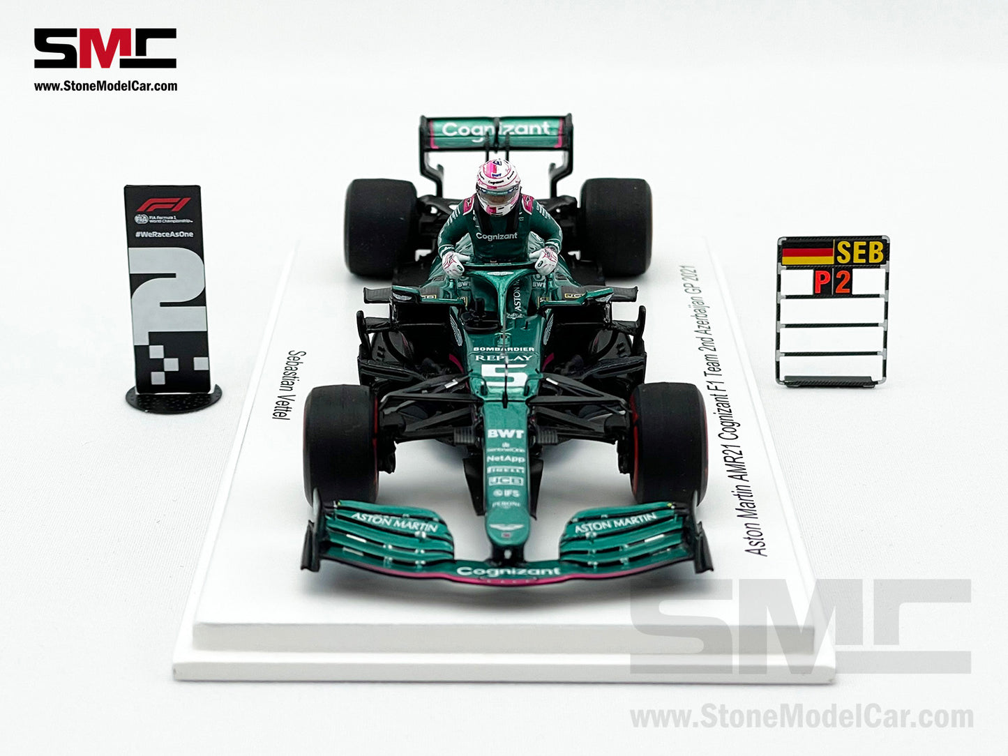Aston Martin F1 AMR21 #5 Sebastian Vettel 2nd Azerbaijan GP 2021 1:43 Spark Figure Edition