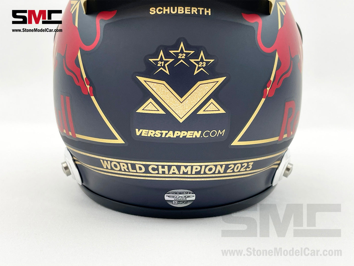Red Bull F1 RB19 #1 Max Verstappen 3x Times World Champion 2023 Schuberth 1:2 Helmet