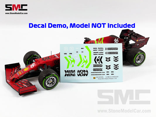 Mission Winnow MW Decal for 1:18 2021 Ferrari F1 SF21 Leclerc Sainz BBR & LookSmart