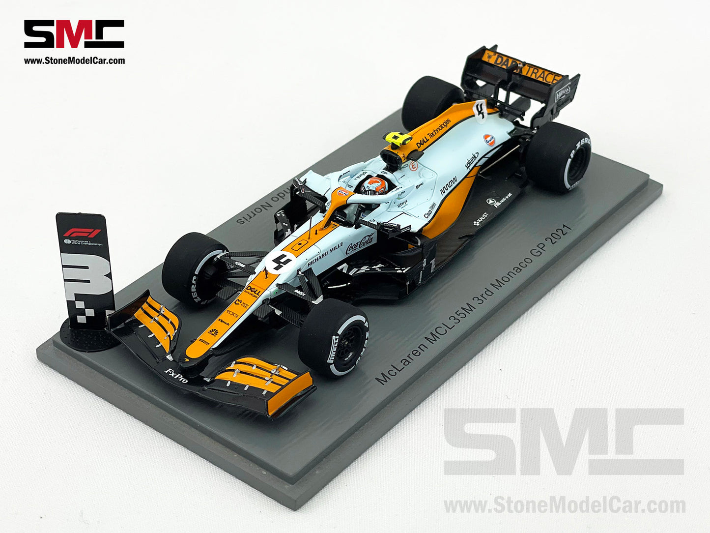 Mclaren F1 MCL35M #4 Lando Norris Monaco 2021 Podium Gulf Livery 1:43 Spark S7679