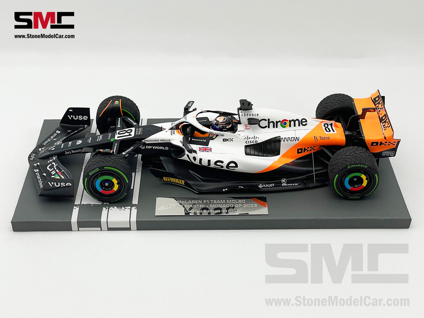 McLaren F1 MCL60 #81 Oscar Piastri 10th Monaco GP 2023 Special Livery 1:18 MINICHAMPS