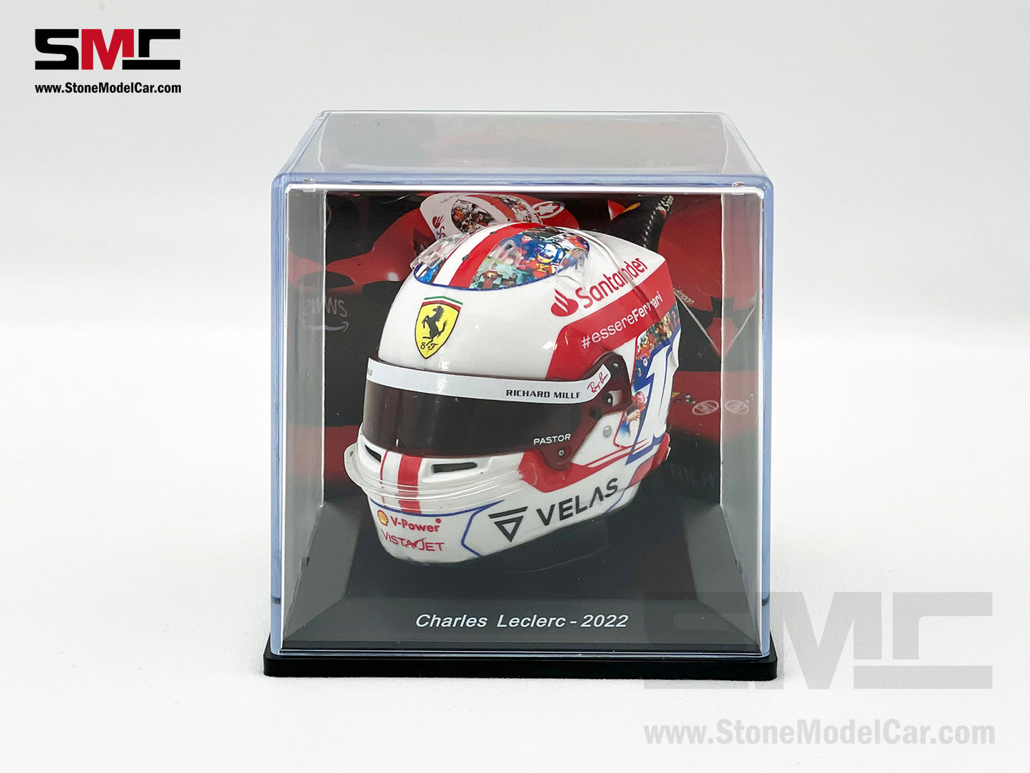 Ferrari F1 F1-75 #16 Charles Leclerc French GP 2022 Special Livery Spark 1:5 Miniature Helmet Model