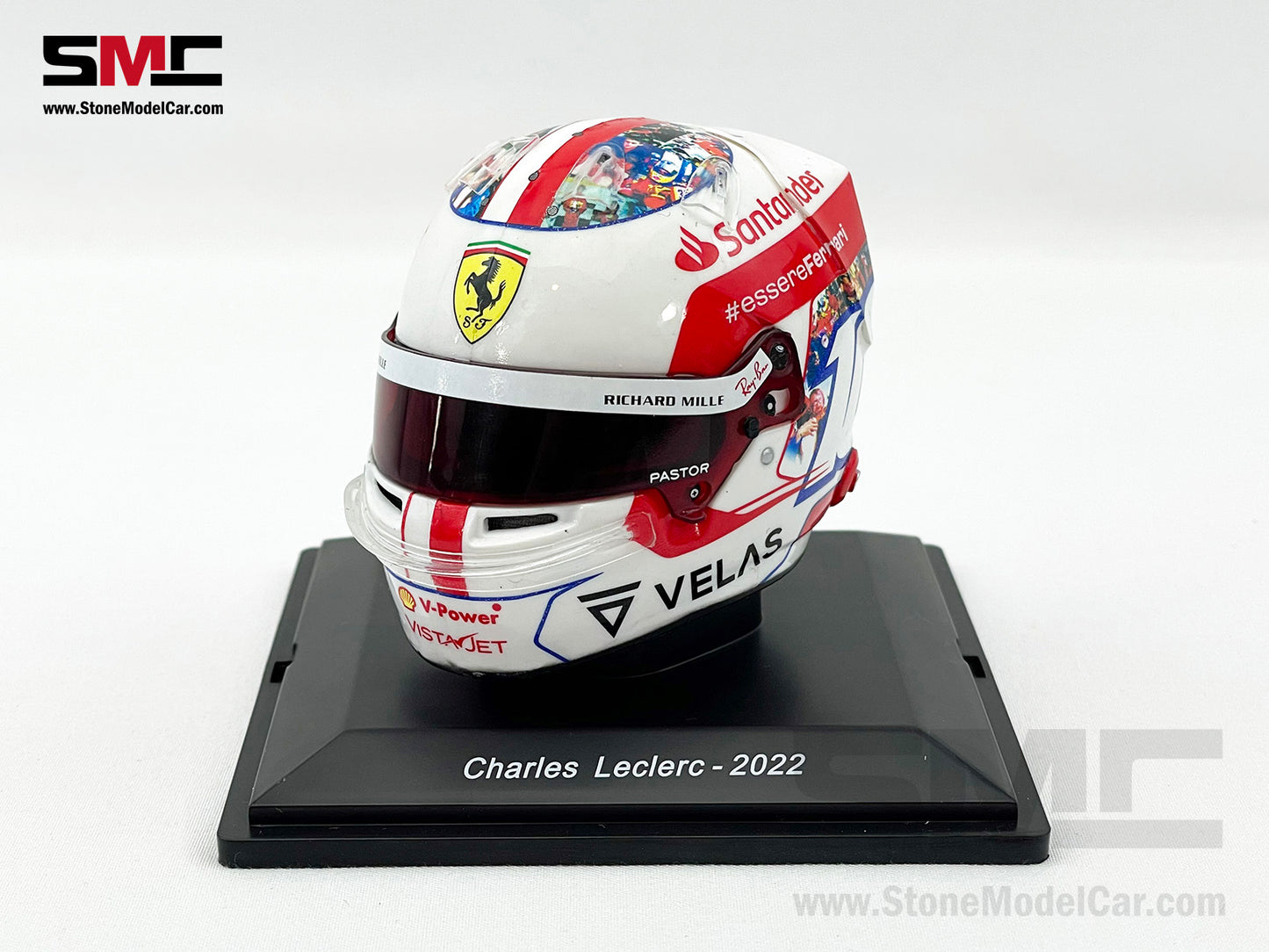 Ferrari F1 F1-75 #16 Charles Leclerc French GP 2022 Special Livery Spark 1:5 Miniature Helmet Model
