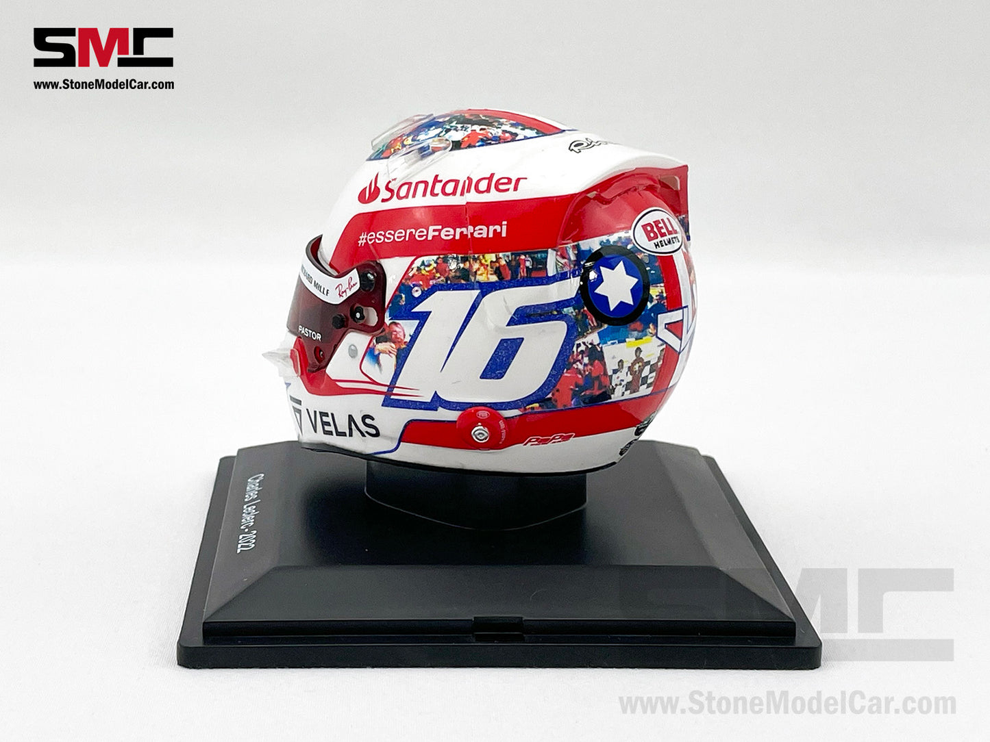 Ferrari F1 F1-75 #16 Charles Leclerc French GP 2022 Special Livery Spark 1:5 Miniature Helmet Model
