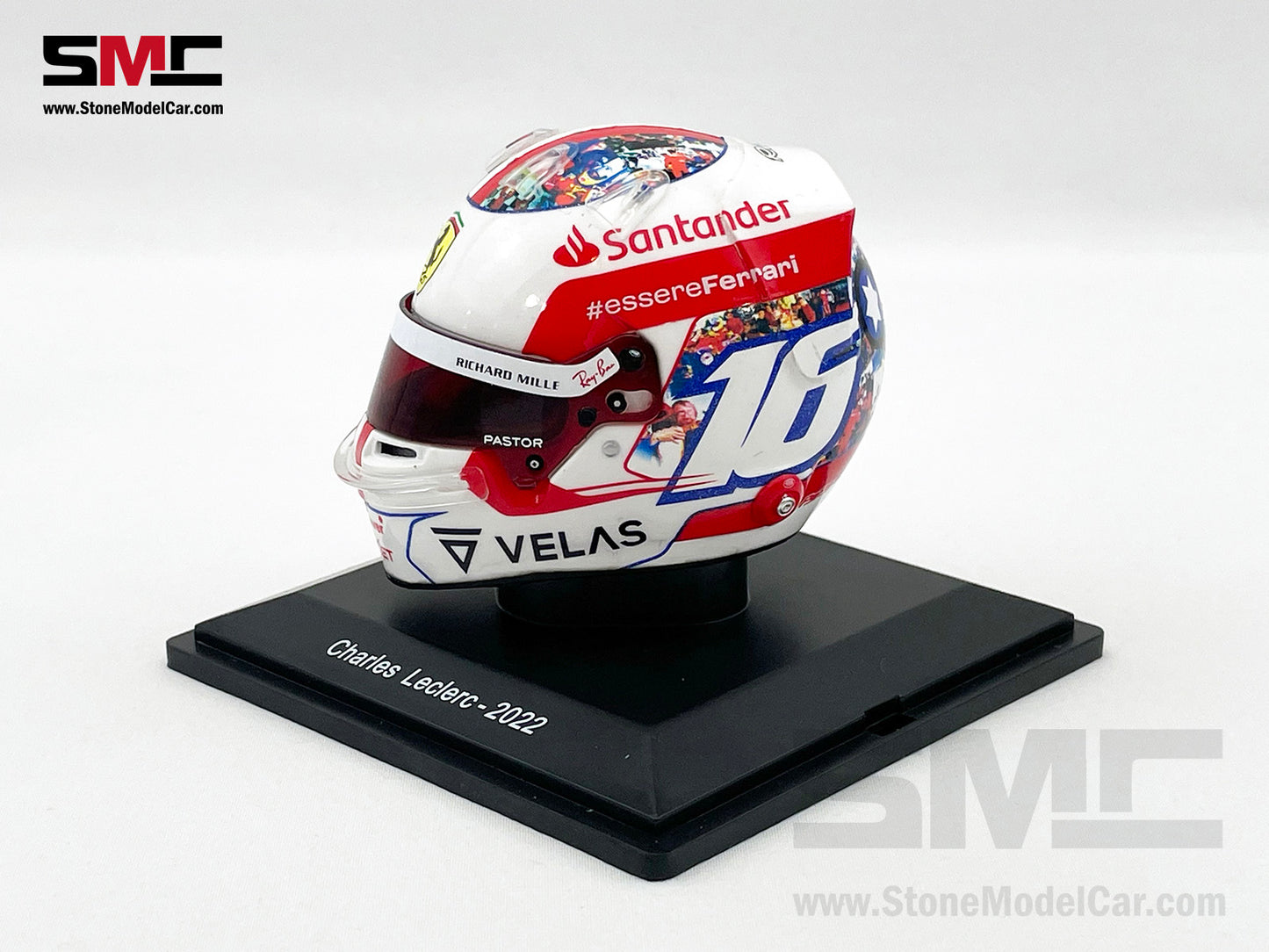 Ferrari F1 F1-75 #16 Charles Leclerc French GP 2022 Special Livery Spark 1:5 Miniature Helmet Model