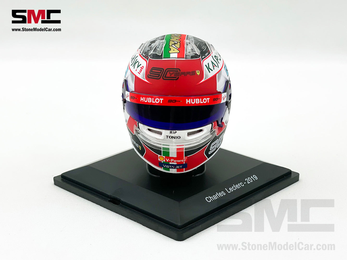Ferrari F1 SF90 #16 Charles Leclerc Italy GP Monza Winner 2019 Spark 1:5 Miniature Helmet Model